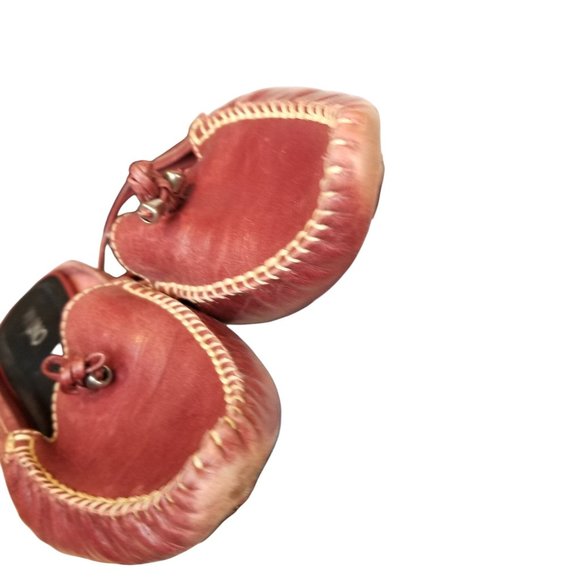 Red leather pointed mocassin heels Via Uno size 8 - Picture 7 of 14